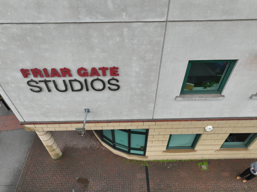 Friar Gate Studios Signage Image from drone Friar Gate Studios, Derby - 3D Drone Survey