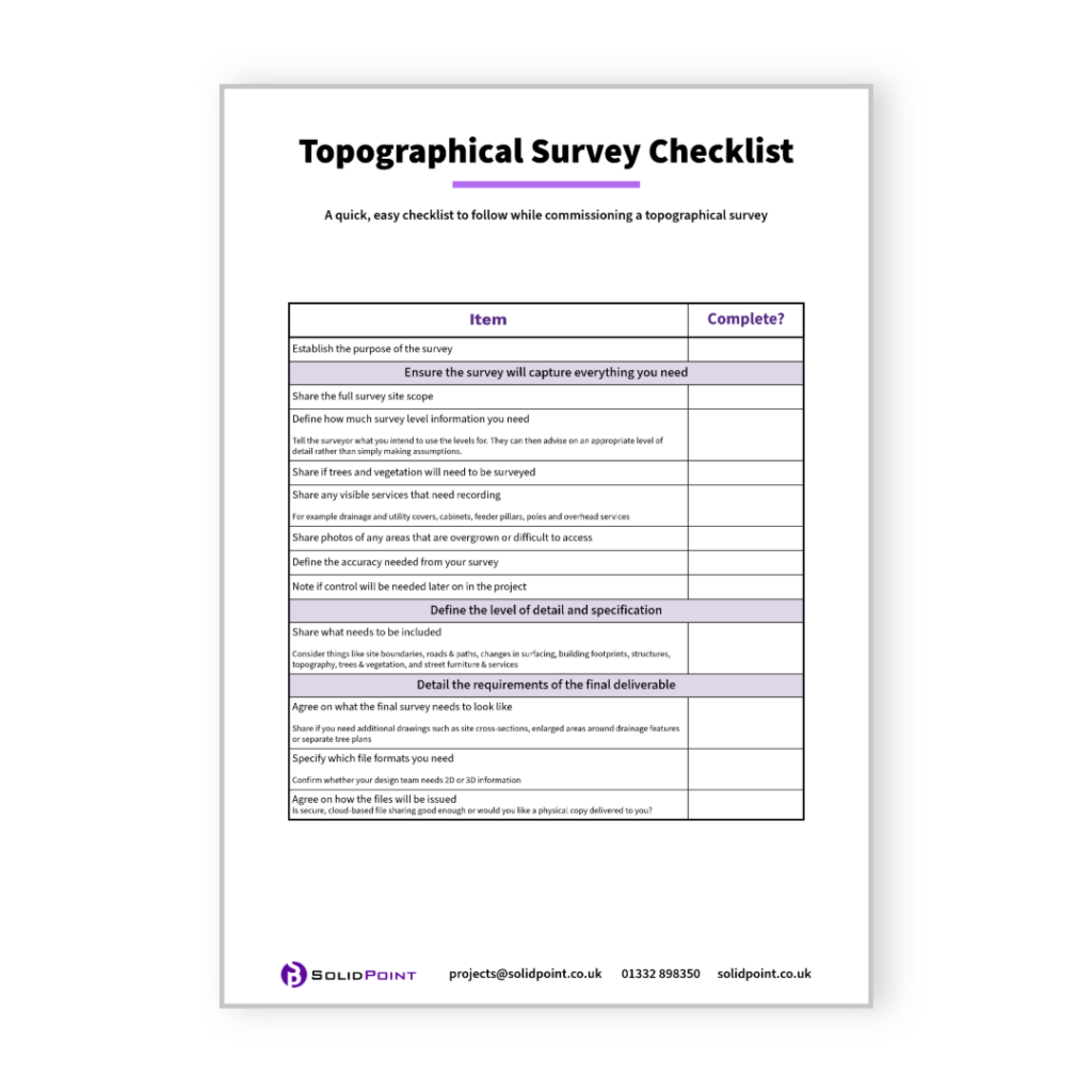 free downloadable resources - topographical survey checklist create your own revit specification