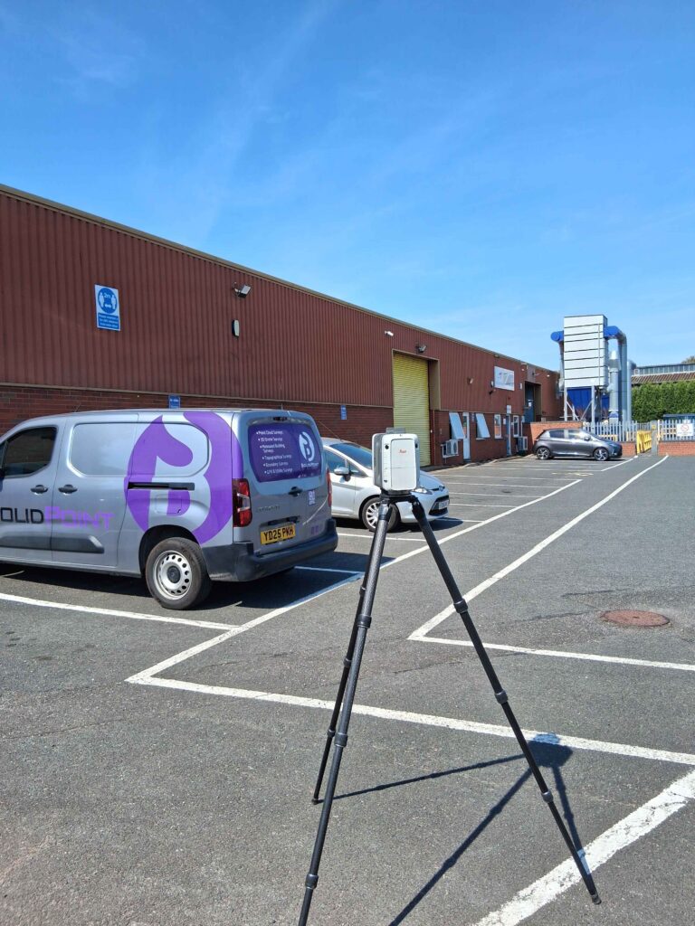 SolidPoint point cloud survey being conducted in Kidderminster SolidPoint point cloud survey being conducted in Kidderminster Ikon Trading Estate - Measured Building Survey & 360 Tour